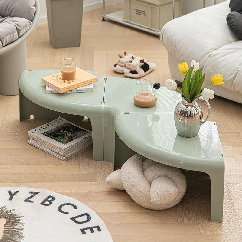 MOMO Splicing Combination Coffee Table | 100cm Round Resin Low Table | Modular Petal Design - alternate view 7
