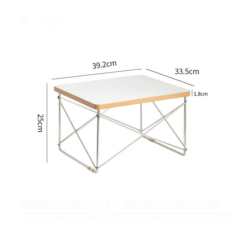 MOMO Wire-Base Side Table | Eames-Inspired Plywood Top with Chrome Cross-Wire Frame - alternate view 10