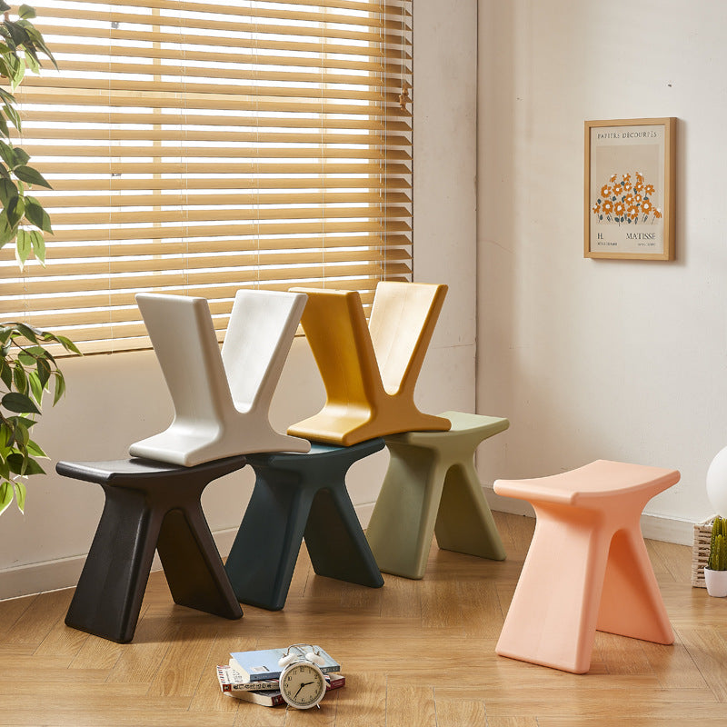 MOMO Low Stool | X-Form Sculptural Accent Stool | Multi-Color Molded Seat - alternate view 3