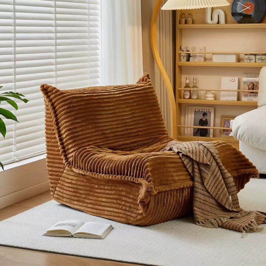 MOMO Caterpillar Sofa | Corduroy Floor Lounge Chair with Ottoman | Lazy Sofa Bed