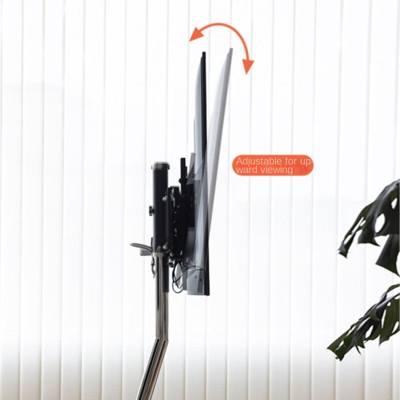 MOMO Mobile Television Stands | Mirror-Polish Stainless Steel Single-Column with Round Base & Wheels - alternate view 5