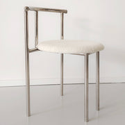 MOMO Stainless Steel Dining Chair | Round Cushion Seat | Mirror Chrome Vanity & Accent Chair - alternate view 4