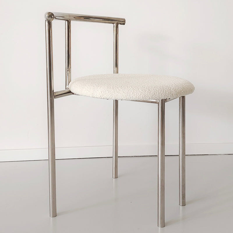 MOMO Stainless Steel Dining Chair | Round Cushion Seat | Mirror Chrome Vanity & Accent Chair - alternate view 4