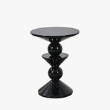 MOMO Sculptural Ball-Stack Side Table | Glossy Black Marble-Top Round End Table with Dual Tiers - alternate view 2