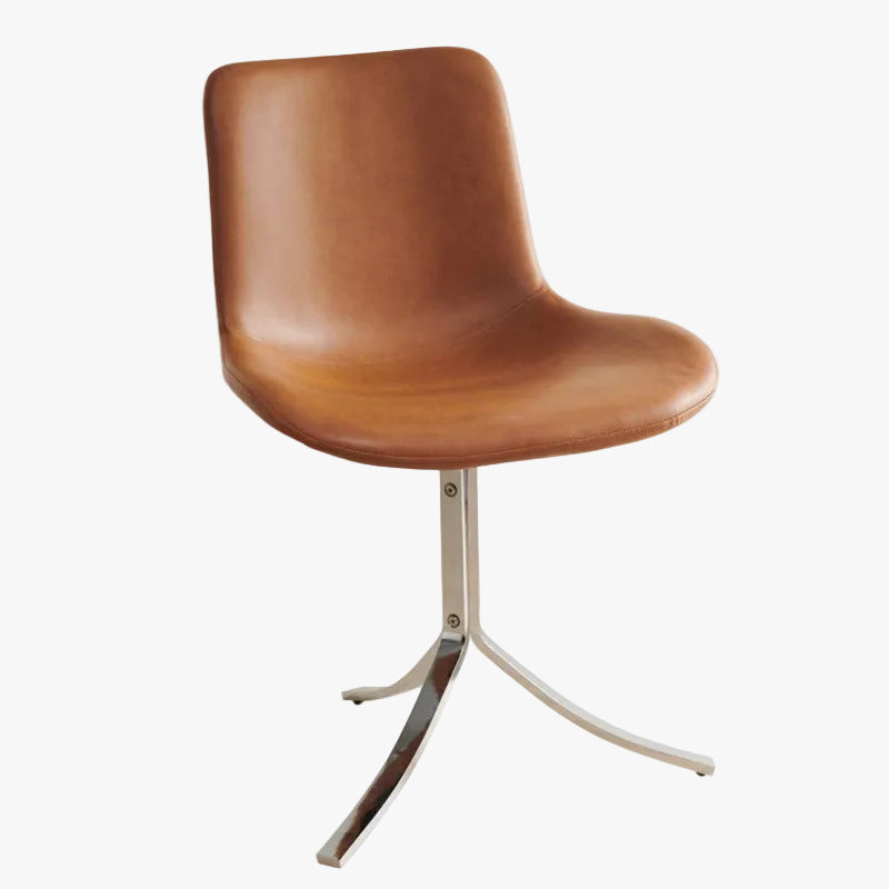 MOMO Retro Dining Chair | Oil Wax Leather Shell Seat | Electroplated Steel Base - alternate view 2