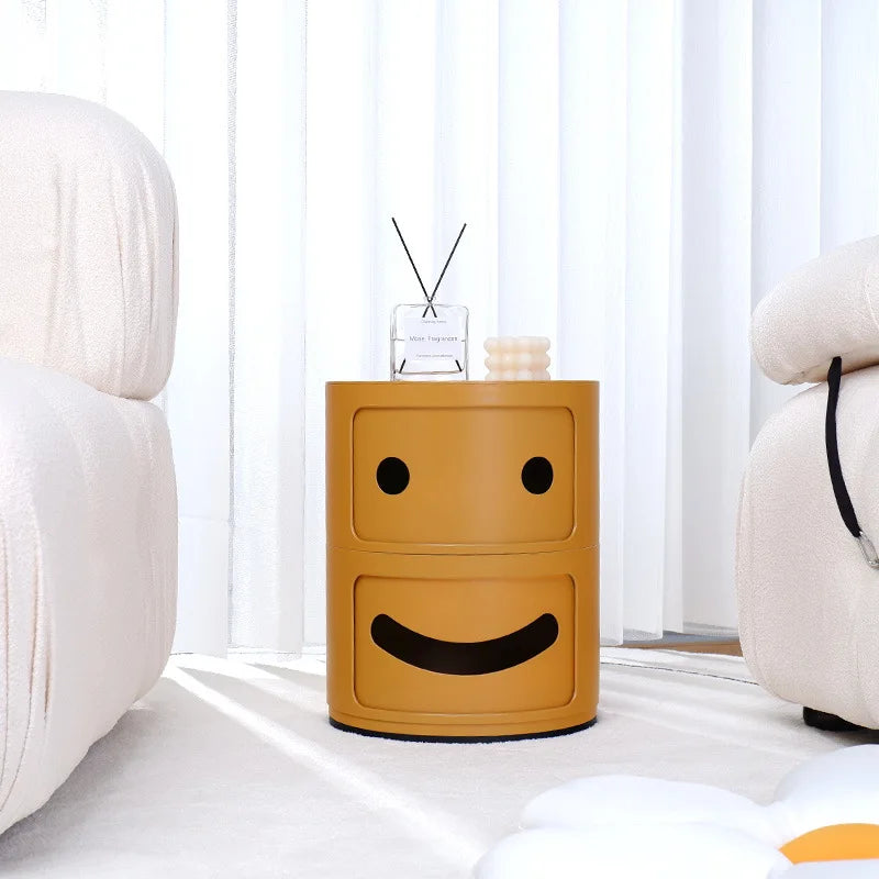MOMO Smiley Face Storage Cabinet | Round Plastic Bedside Table for Kids | Children's Bedroom Organizer - alternate view 5