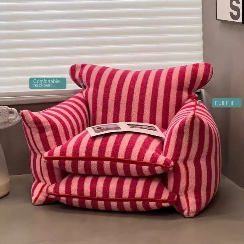 MOMO Lazy Sofa with EPP Filling | Oversized Cloud Floor Chair | Striped Plush Lounge Seat