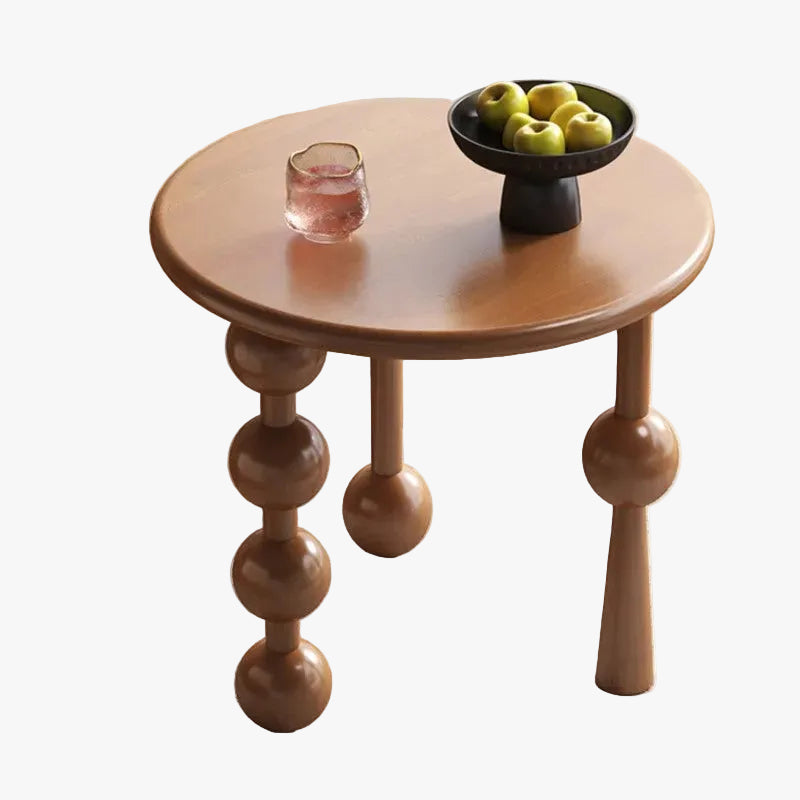 MOMO Ball Leg Side Table | Solid Wood Bauhaus Round End Table - alternate view 2
