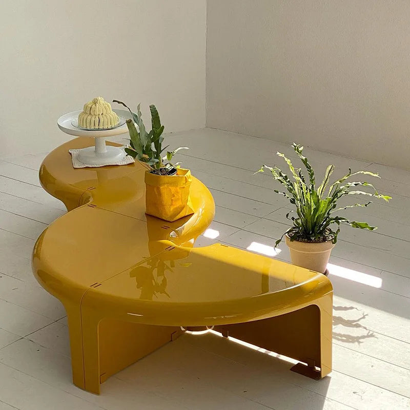 MOMO Splicing Combination Coffee Table | 100cm Round Resin Low Table | Modular Petal Design - alternate view 3