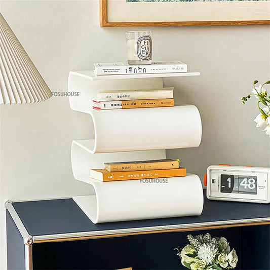 MOMO S-Wave Acrylic Side Table | 3-Tier Open Shelves | 4 Colors - alternate view 4