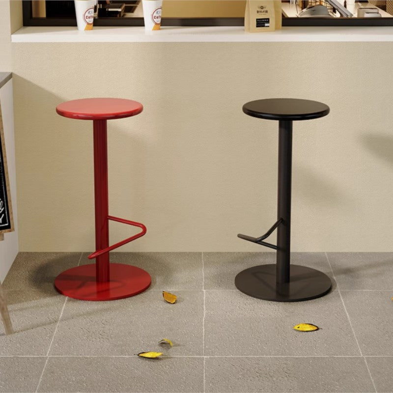 MOMO Colorblock Iron Bar Stool | Round Seat Pedestal Base with Footrest Ring — 65cm & 75cm - alternate view 5
