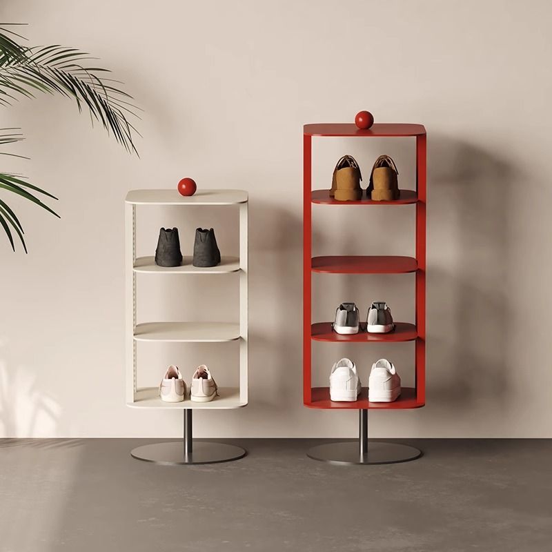 MOMO Italian Rotating Shoe Rack | 4-Tier Iron Mesh Tower with Round Base & Ball Finial - alternate view 3