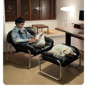 MOMO Single Sofa | Deep-Tufted Lounge Chair with Ottoman | Low-Profile Armchair Set - alternate view 3
