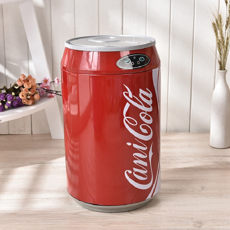 MOMO Smart Sensor Trash Can | Soda Can-Inspired Round Stainless Steel Automatic Bin — 10L