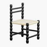 MOMO Bobbin Dining Chair | Solid Wood Bead-Turned Frame with Woven Rope Seat - alternate view 2