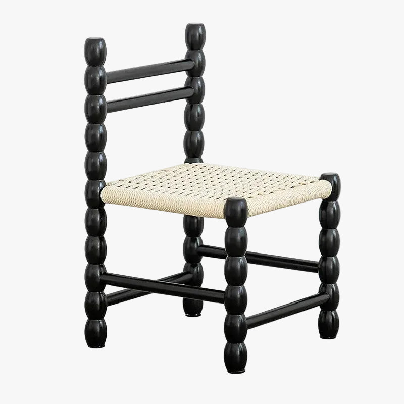 MOMO Bobbin Dining Chair | Solid Wood Bead-Turned Frame with Woven Rope Seat - alternate view 2