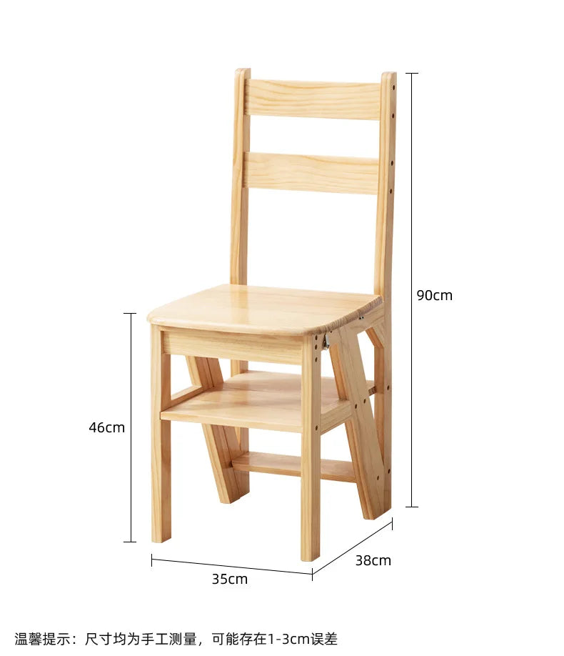 MOMO Solid Wood Ladder Chair Folding Dual-use Ladder Stool