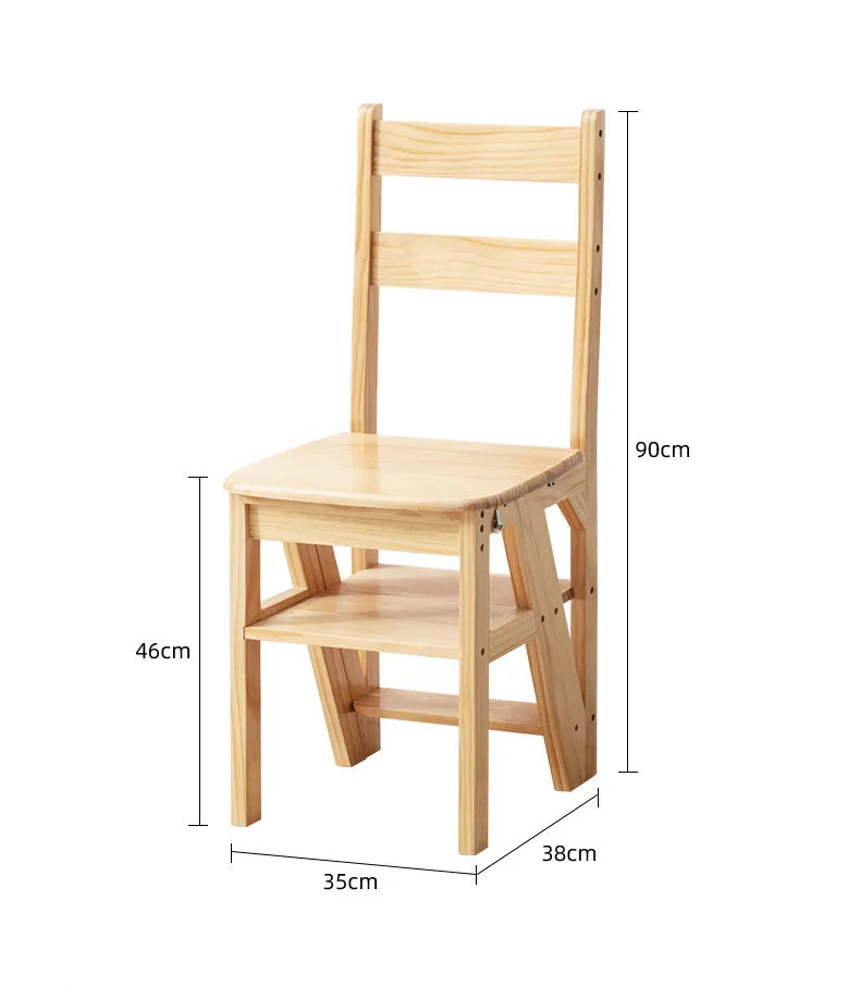 MOMO Solid Wood Ladder Chair | Folding 2-in-1 Step Stool & Dining Chair - alternate view 6