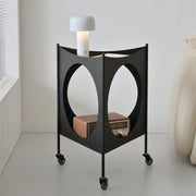 MOMO Scandinavian Iron Side Table | Rolling Circle-Cutout Accent Table | Sculptural Mobile Stand - alternate view 3