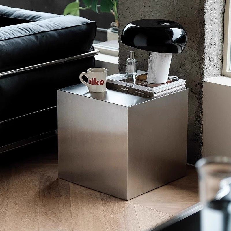 MOMO Stainless Steel Side Table | Cube Form | Italian Minimalist Accent Table - alternate view 3