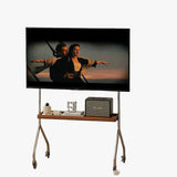 MOMO Mobile Television Stands | Stainless Steel Floor Stand with Walnut Shelf & Wheels - alternate view 2