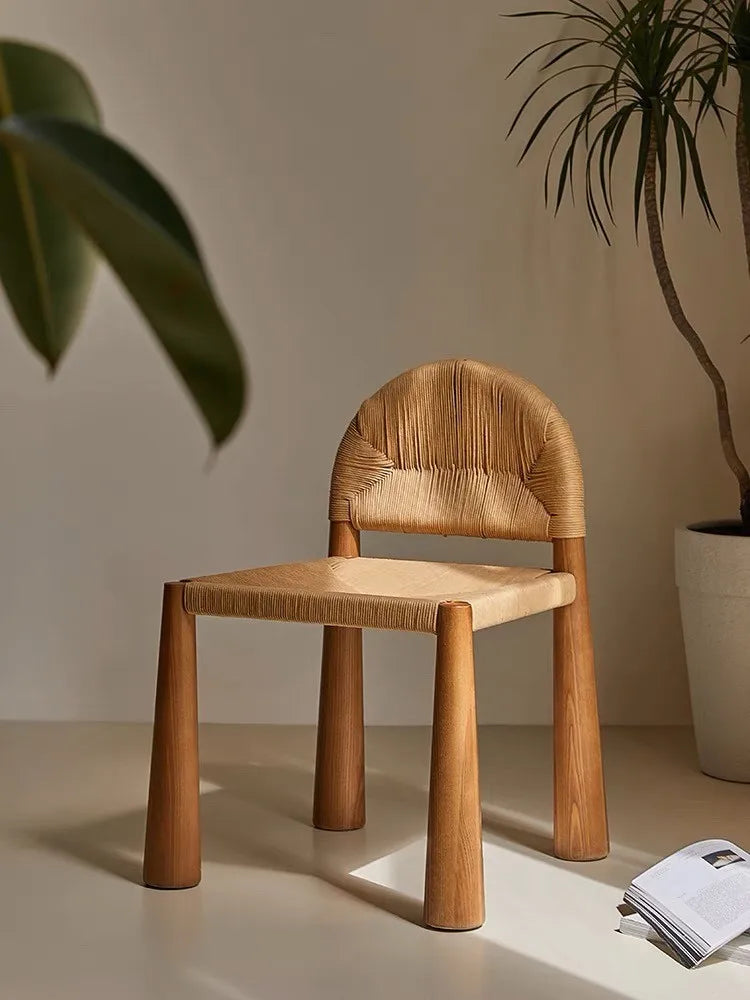 MOMO Woven Dining Chair | Handcrafted Paper Rope & Solid Wood Arch-Back Chair - alternate view 6