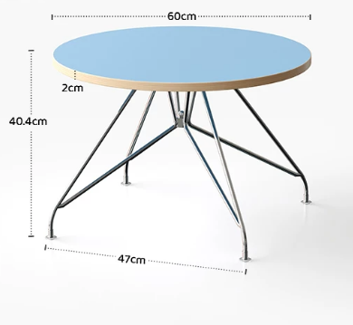 MOMO Bauhaus Round Coffee Table | Colorblock Plywood Top with Chrome Spider-Leg Base - alternate view 7