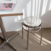 MOMO Stainless Steel Stool | Mirror-Polished Round Seat | Minimalist Accent Stool