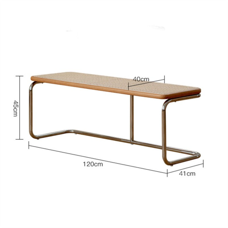 MOMO Rattan Long Bench | Solid Wood & Woven Rattan Seat with Cantilever Steel Frame - alternate view 2