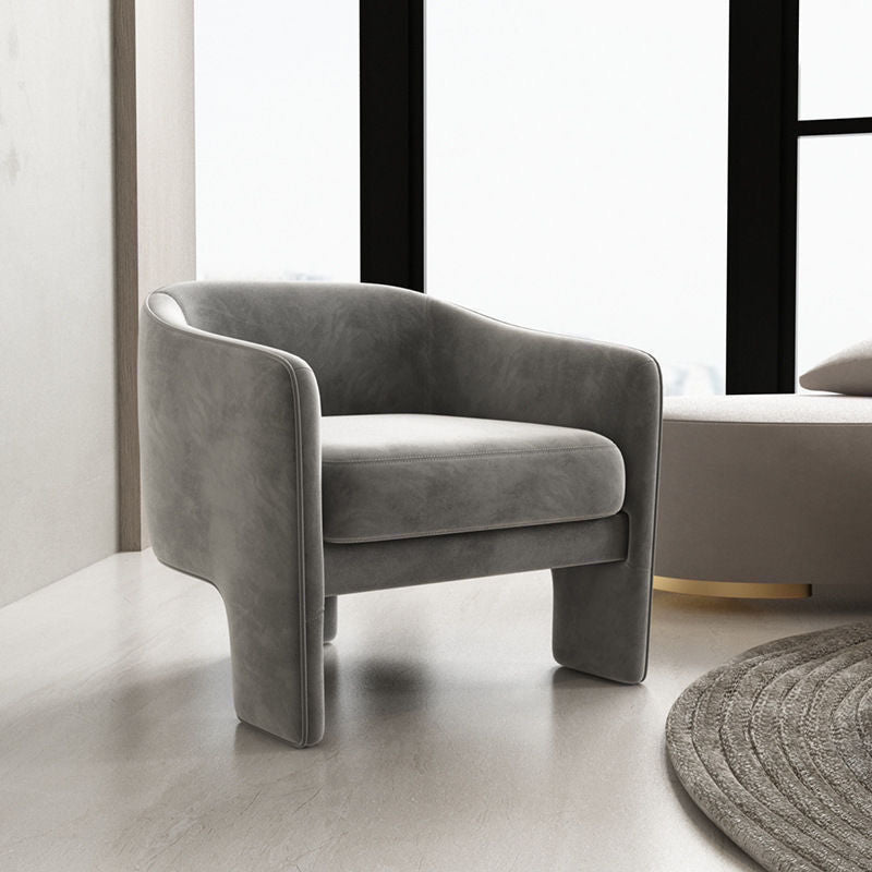 MOMO Scandinavian Sofa Chair | Barrel Tub Chair | Velvet Upholstered Lounge Armchair - alternate view 3
