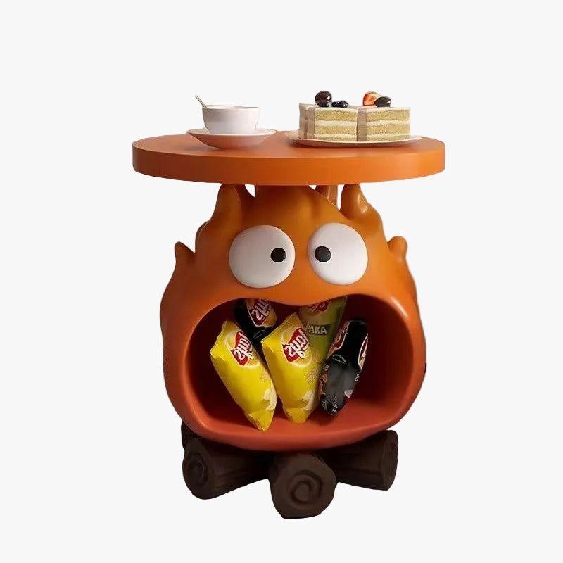 MOMO Flame Monster Side Table | Cartoon Sculpture Storage End Table for Living Room & Bedroom