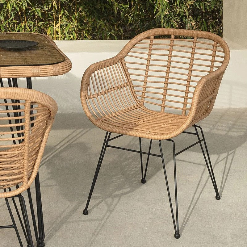 MOMO Rattan Outdoor Chair | PE Rattan & Iron Frame | Patio Balcony Leisure Armchair
