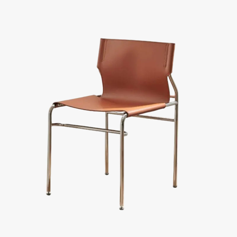 MOMO Antique Dining Chair | Saddle Leather & Stainless Steel | 3 Colors - alternate view 2