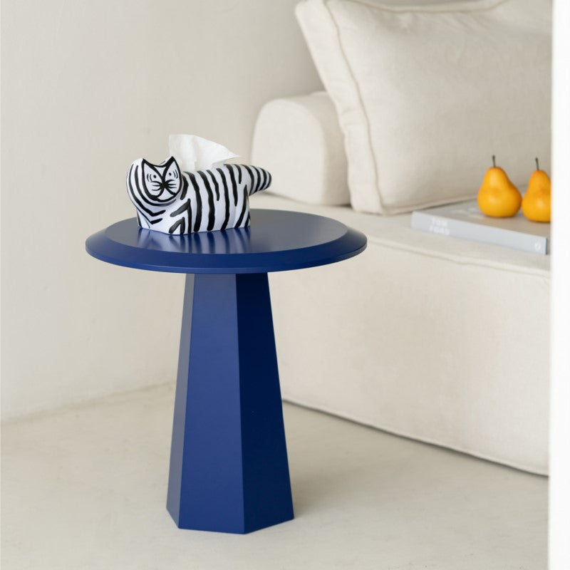 MOMO Bauhaus Mushroom Side Table | Round Top with Hexagonal Pedestal Base — 6 Bold Colors