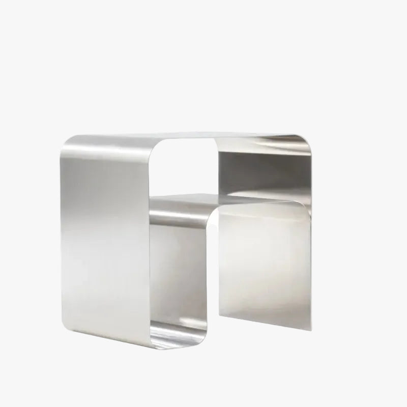 MOMO One-Piece Stainless Steel Bedside Table | Bauhaus U-Form with Open Shelf - alternate view 2