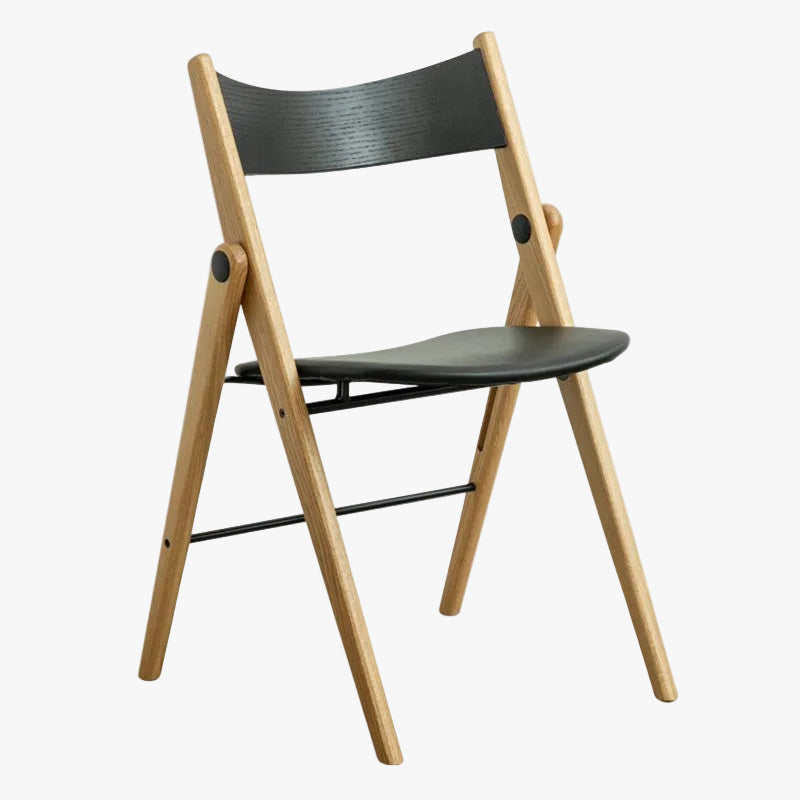 MOMO Nordic Folding Dining Chair | Solid Wood Frame with Leather Cushion Seat — Stackable & Space-Saving - alternate view 2