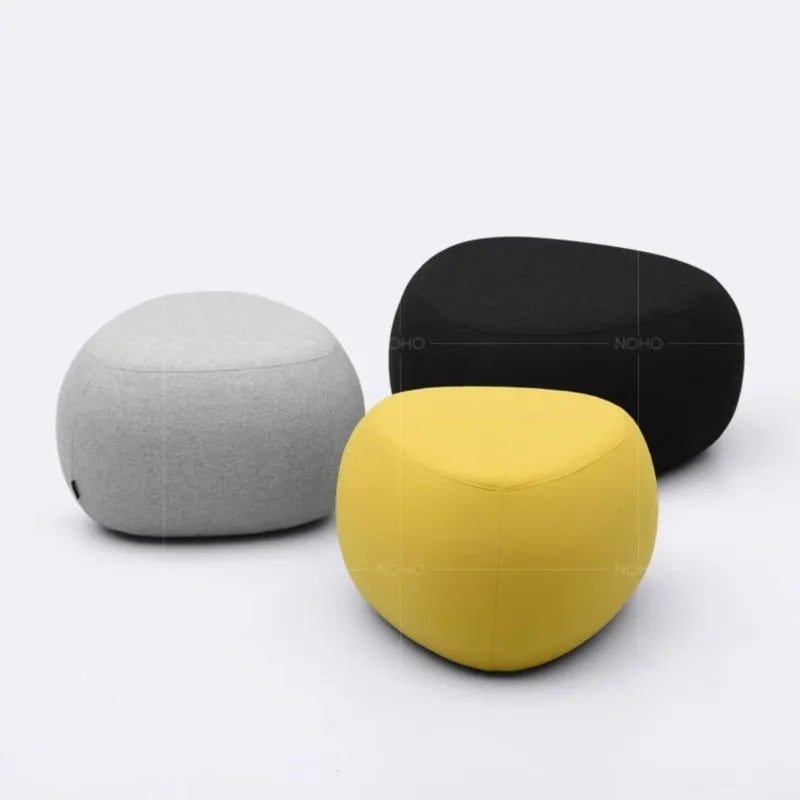 MOMO Pebble Fabric Stool | Wabi-Sabi Cashmere Sofa Ottoman | Pine Frame Low Bench S/M/L - alternate view 7