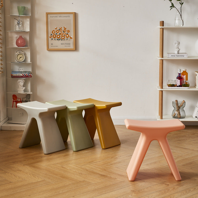 MOMO Low Stool | X-Form Sculptural Accent Stool | Multi-Color Molded Seat - alternate view 6