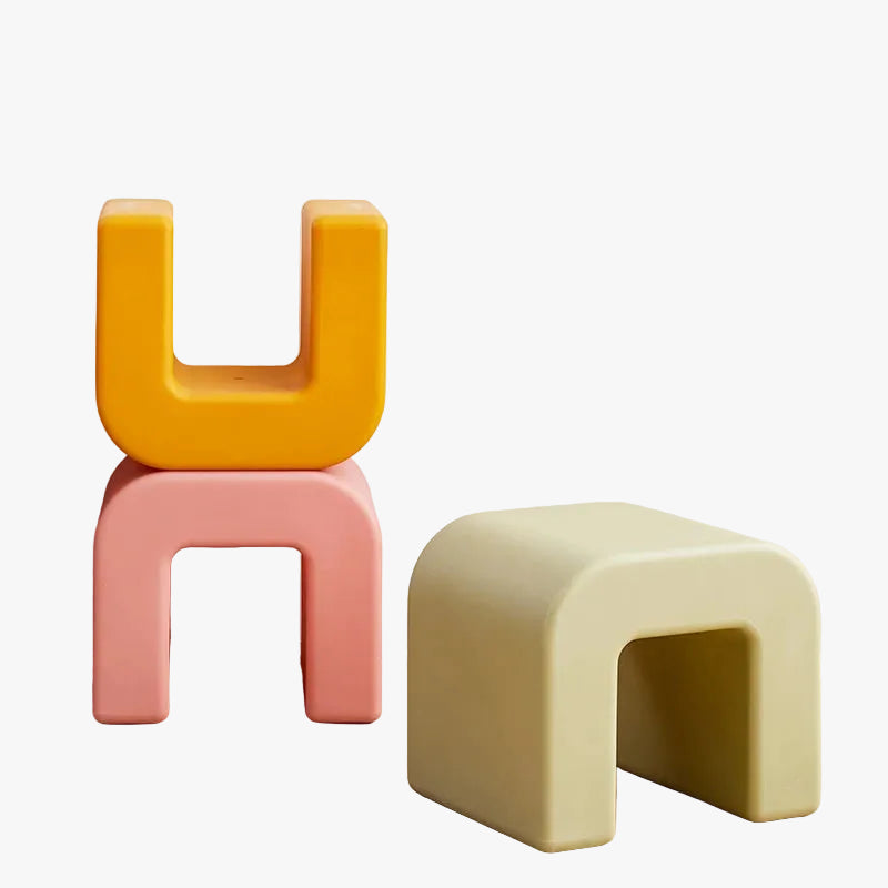 MOMO Arch Plastic Stool | U-Form Sculptural Low Stool | Indoor & Outdoor Accent Seat