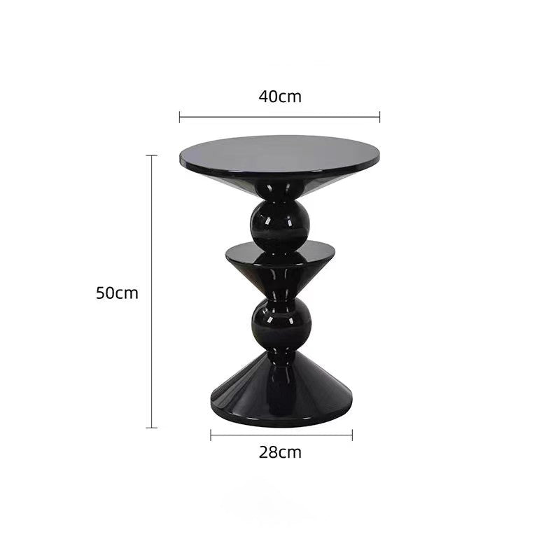 MOMO Sculptural Ball-Stack Side Table | Glossy Black Marble-Top Round End Table with Dual Tiers - alternate view 7