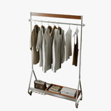 MOMO Wood & Stainless Steel Coat Rack | Rolling Floor Hanger with Storage Shelf - alternate view 2