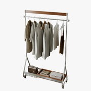 MOMO Wood & Stainless Steel Coat Rack | Rolling Floor Hanger with Storage Shelf - alternate view 2