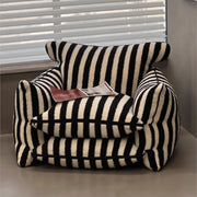 Black white striped lounge sofa, unique designer floor chair for living room home decor