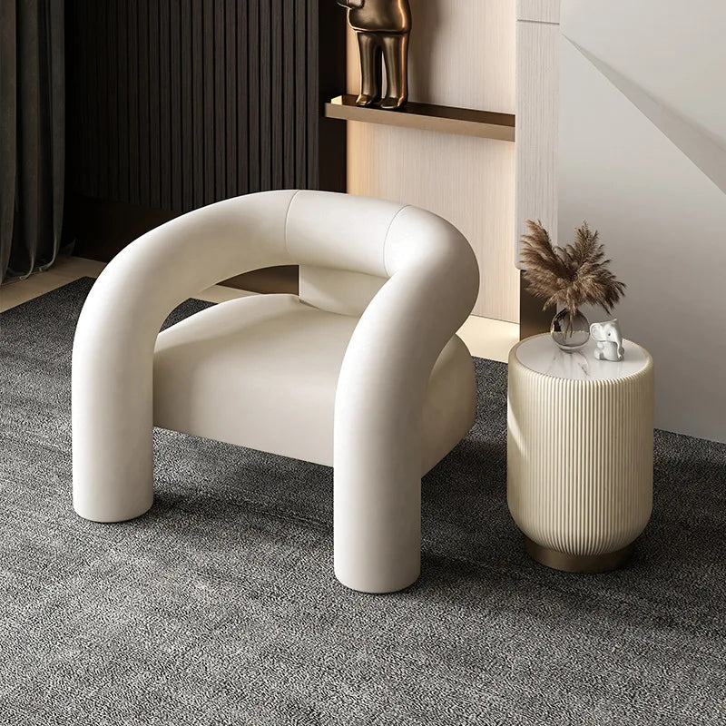 MOMO Fleece Lounge Chair | Solid Wood Frame with Lumbar Pillow