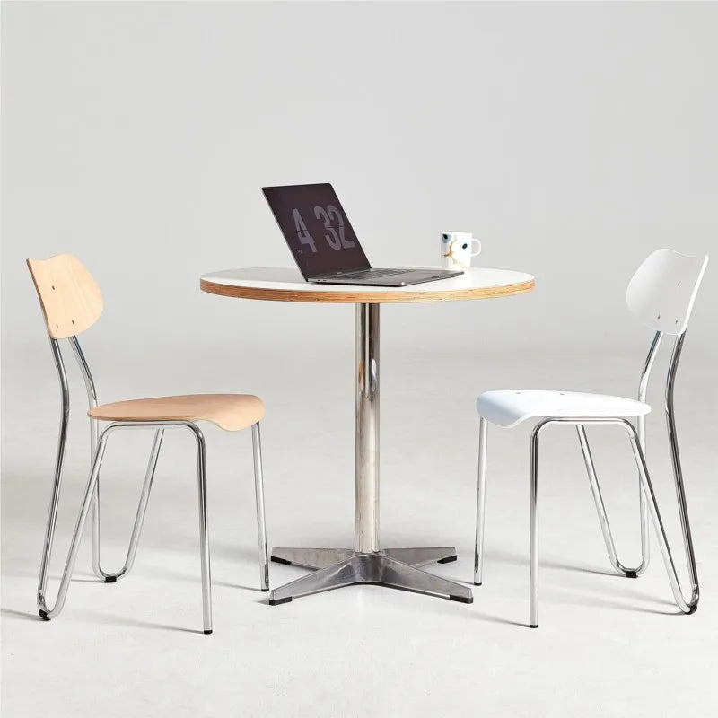 MOMO Retro Dining Chair | Chrome Tube & Molded Wood Seat | Café & Restaurant Accent Chair - alternate view 7