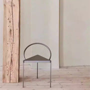 MOMO Iron Dining Chair | Circle Back Geometric Chair | Triangular Seat Accent Dining Chair