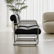 MOMO Antique Sofa Chair | Chrome Cantilever Armchair | Tufted Leather Lounge Chair - alternate view 3