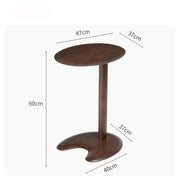MOMO Solid Wood Side Table | Oval Pedestal Accent Table | Walnut Sofa & Bedside Stand - alternate view 11