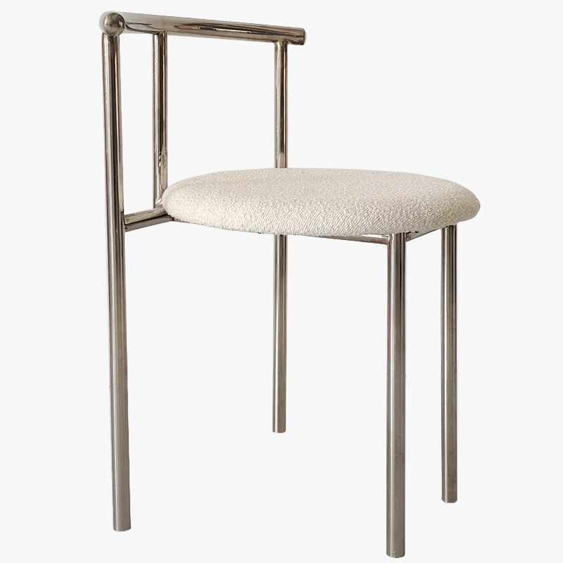 MOMO Stainless Steel Dining Chair | Round Cushion Seat | Mirror Chrome Vanity & Accent Chair - alternate view 2