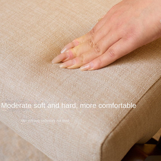 MOMO X-Frame Upholstered Low Stool | Thai Rubber Wood with Linen Cushion Seat - alternate view 4